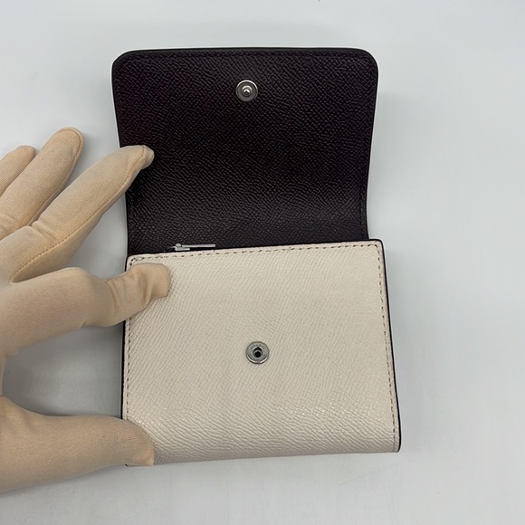 Coach Small Trifold Wallet Silver/Chalk Black Multi - Picture 8 of 15